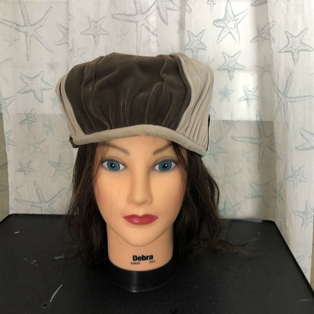 Vintage Women's Pillbox Style Velvet Hat Nell New York Colorblock - Picture 7 of 12